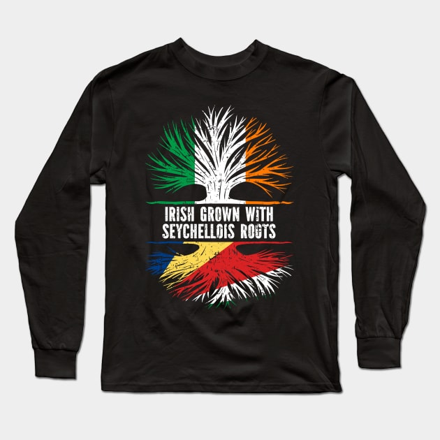 Irish Grown With Seychellois Roots Ireland Flag Long Sleeve T-Shirt by silvercoin